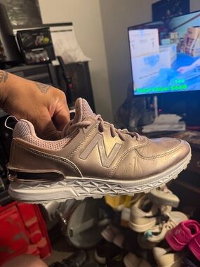New Balance Pink Metallic Athletic Sneakers